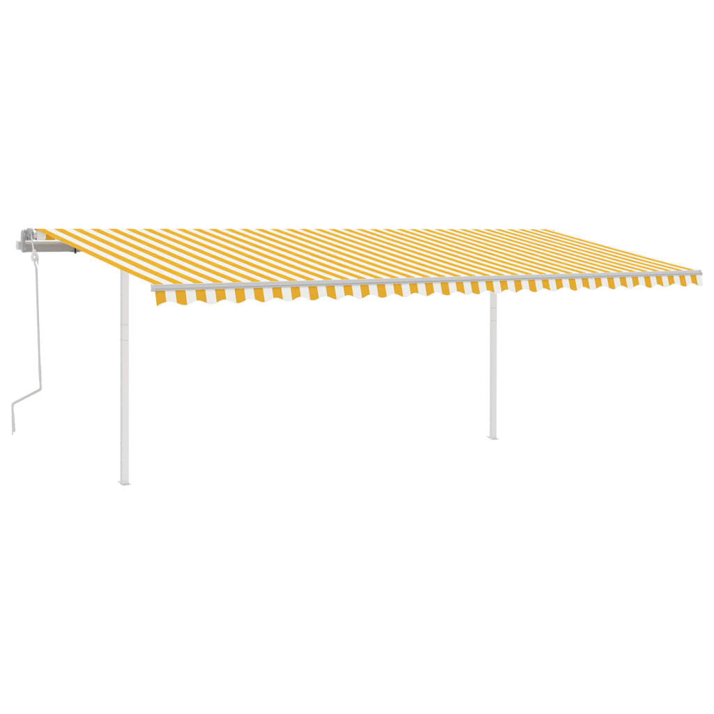 Manual Retractable Awning with Posts 6x3 m Yellow and White