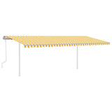 Manual Retractable Awning with Posts 6x3 m Yellow and White