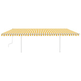 Manual Retractable Awning with Posts 6x3 m Yellow and White