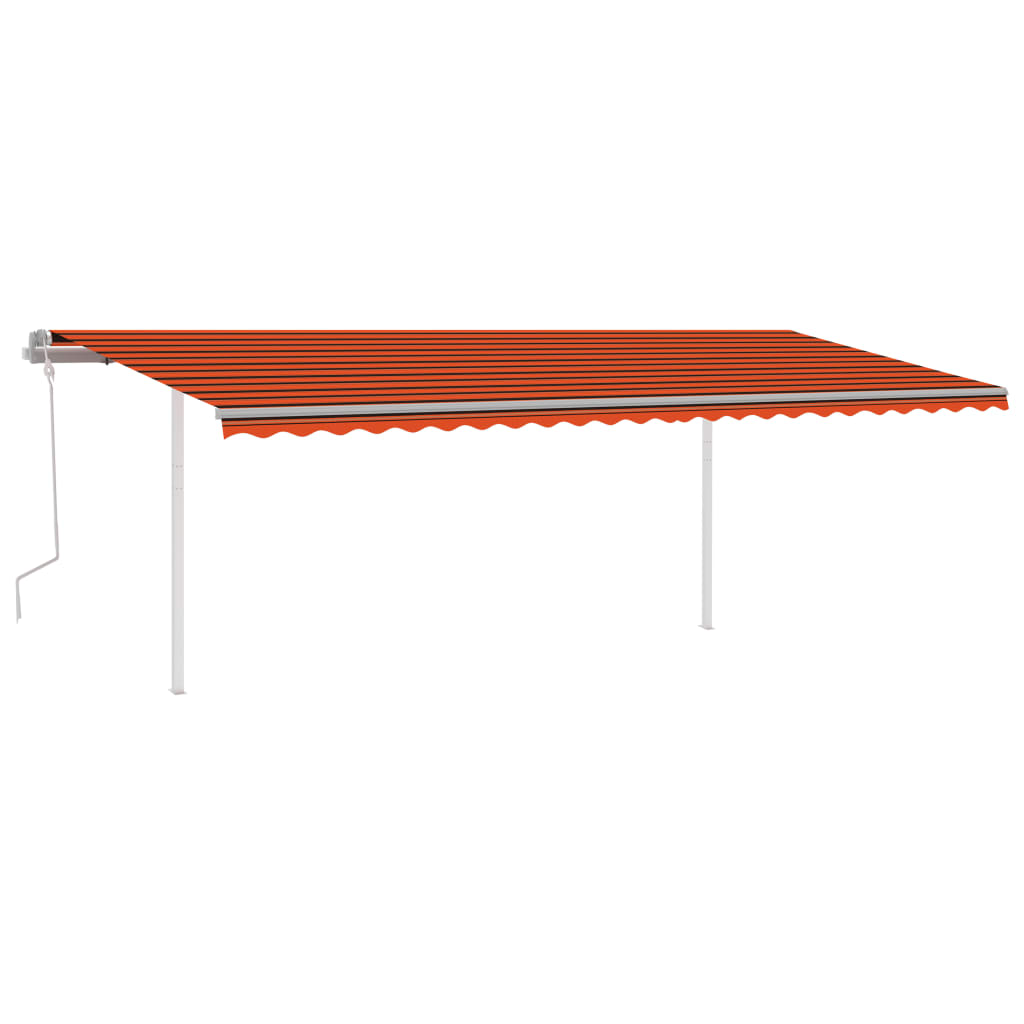 Manual Retractable Awning with Posts 6x3 m Orange and Brown