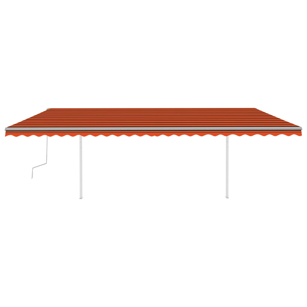 Manual Retractable Awning with Posts 6x3 m Orange and Brown