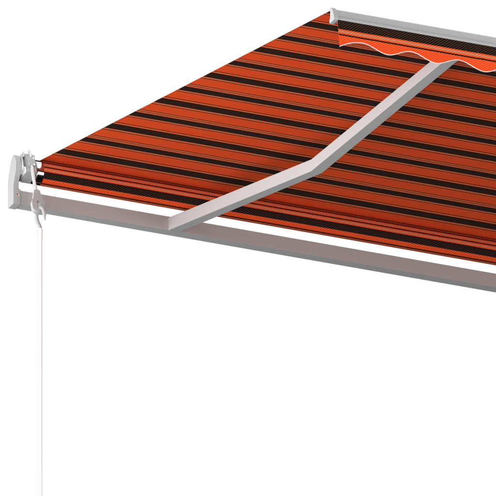 Manual Retractable Awning with Posts 6x3 m Orange and Brown