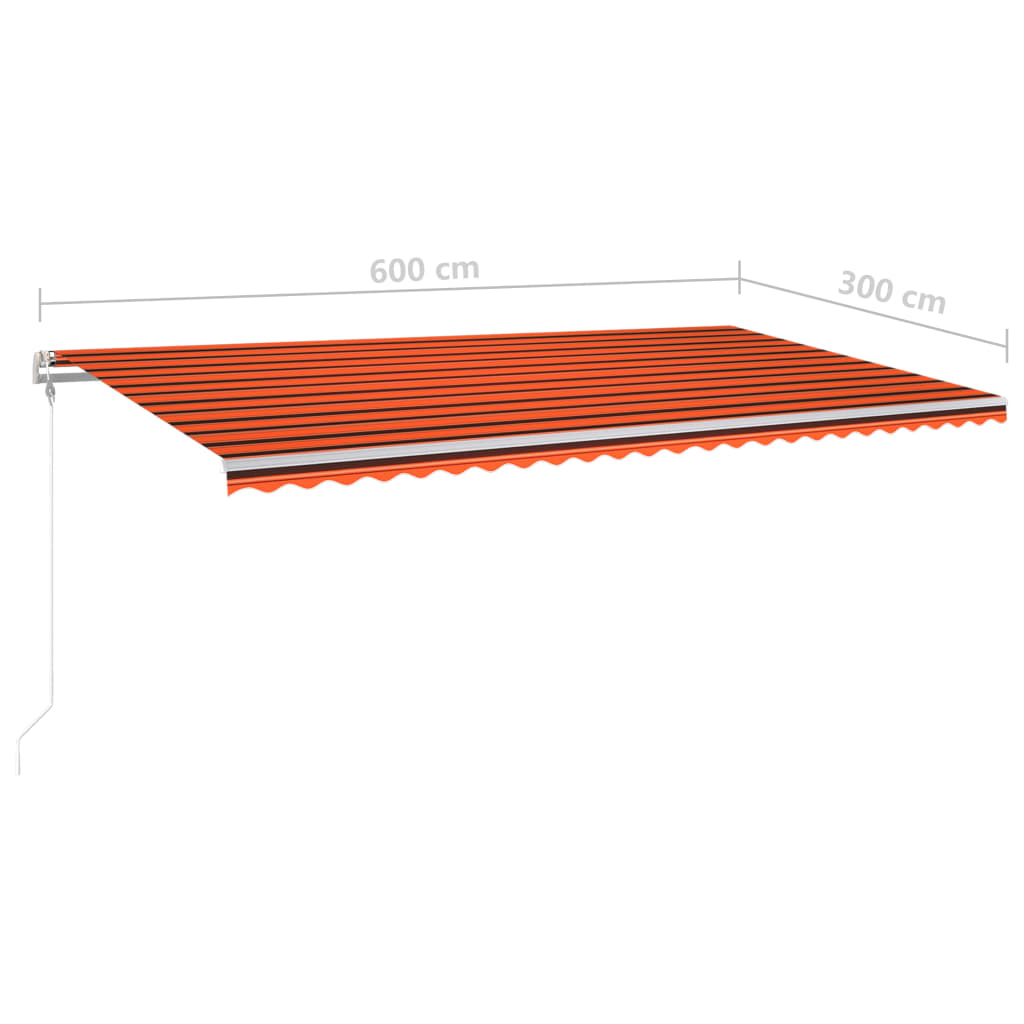 Manual Retractable Awning with Posts 6x3 m Orange and Brown