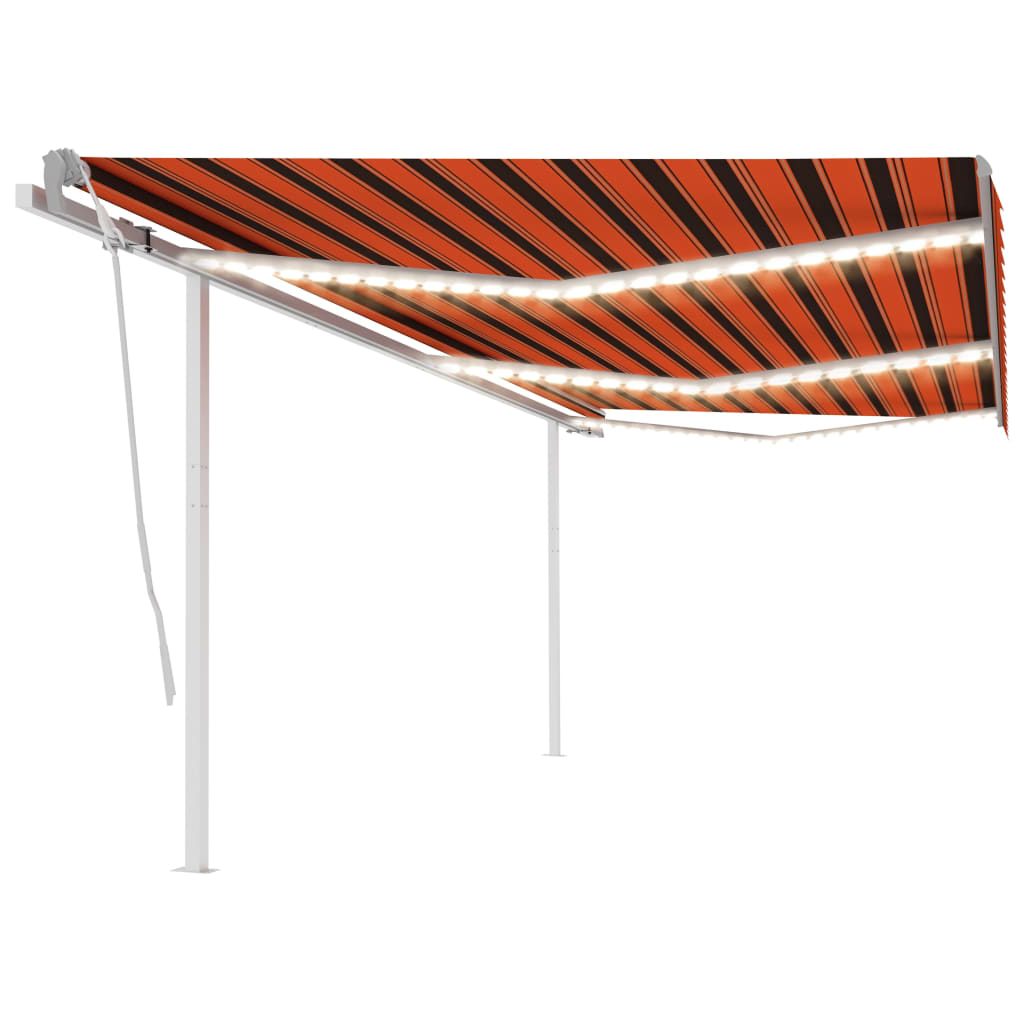 Manual Retractable Awning with LED 6x3 m Orange and Brown