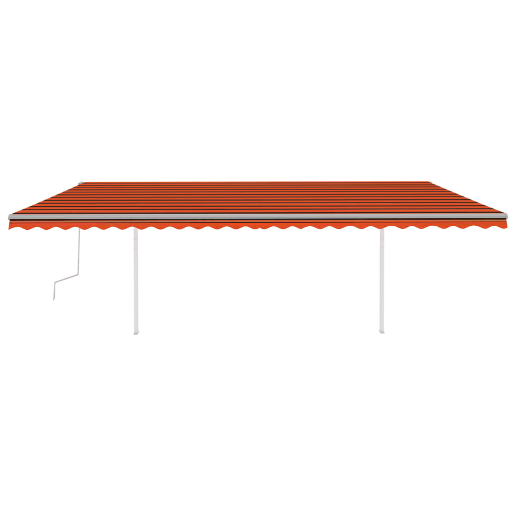 Manual Retractable Awning with LED 6x3 m Orange and Brown