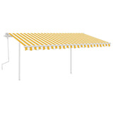 Manual Retractable Awning with Posts 4x3.5 m Yellow and White