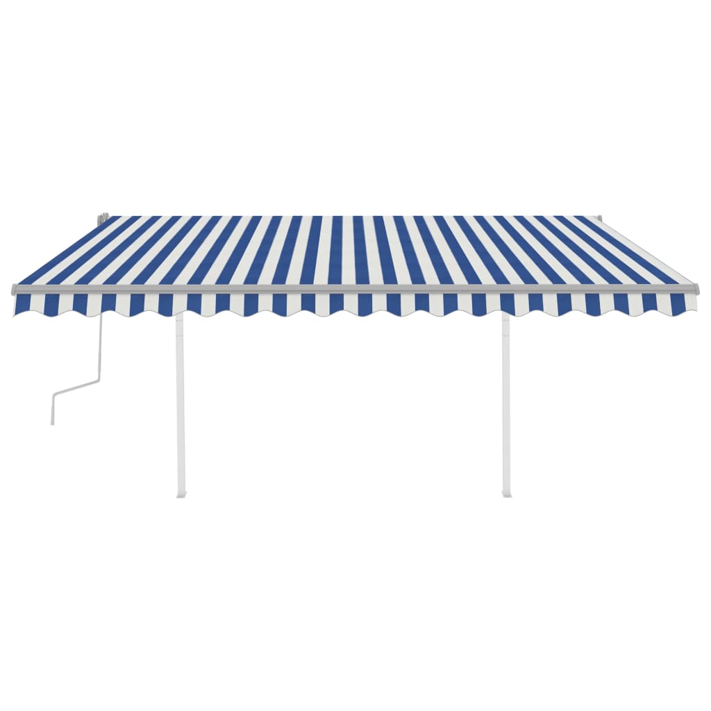 Manual Retractable Awning with LED 4x3.5 m Blue and White