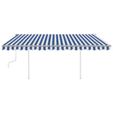 Manual Retractable Awning with LED 4x3.5 m Blue and White
