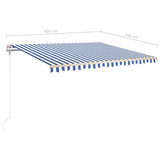 Manual Retractable Awning with Posts 4.5x3.5 m Blue and White