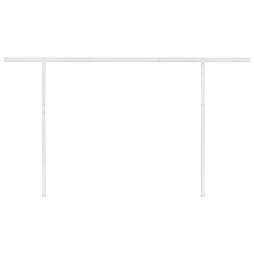 Manual Retractable Awning with Posts 4.5x3.5 m Yellow and White