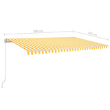 Manual Retractable Awning with LED 5x3.5 m Yellow and White