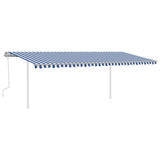 Manual Retractable Awning with Posts 6x3.5 m Blue and White