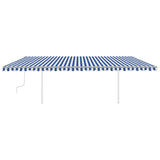Manual Retractable Awning with Posts 6x3.5 m Blue and White
