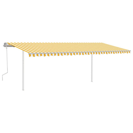 Manual Retractable Awning with Posts 6x3.5 m Yellow and White