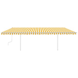 Manual Retractable Awning with Posts 6x3.5 m Yellow and White