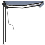 Manual Retractable Awning with LED 3x2.5 m Blue and White