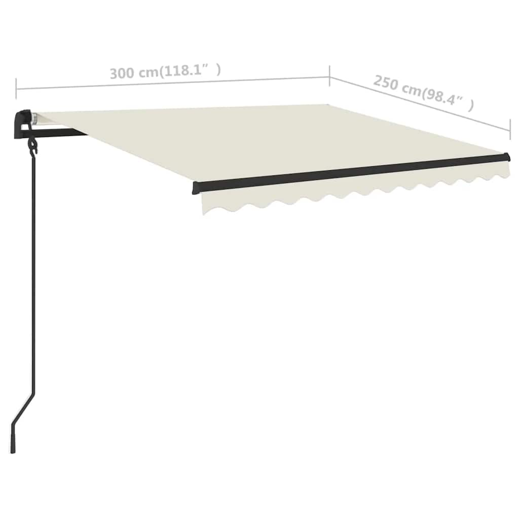 Manual Retractable Awning with LED 3x2.5 m Cream