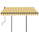 Manual Retractable Awning with LED 3x2.5 m Yellow and White