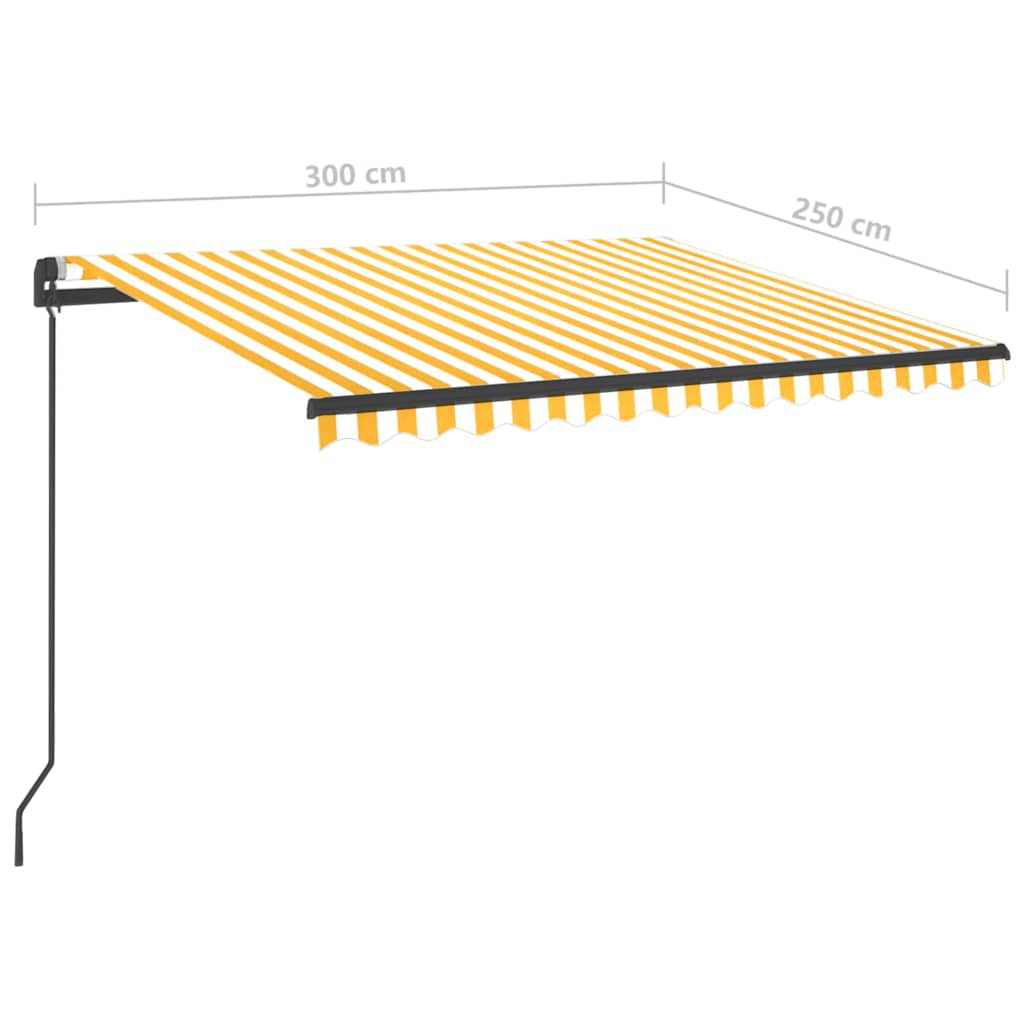 Manual Retractable Awning with LED 3x2.5 m Yellow and White