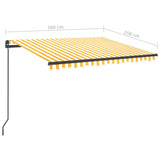 Manual Retractable Awning with LED 3x2.5 m Yellow and White