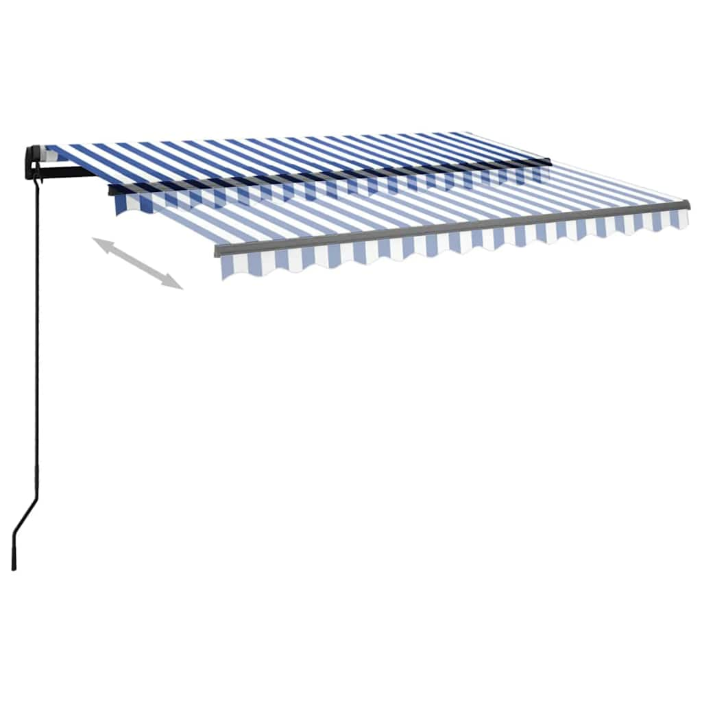 Manual Retractable Awning with LED 3.5x2.5 m Blue and White