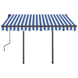 Manual Retractable Awning with LED 3.5x2.5 m Blue and White