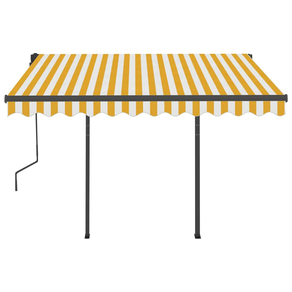 Manual Retractable Awning with LED 3.5x2.5 m Yellow and White