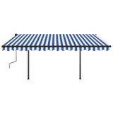 Manual Retractable Awning with Posts 4x3 m Blue and White