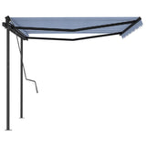 Manual Retractable Awning with Posts 4x3 m Blue and White