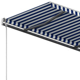 Manual Retractable Awning with Posts 4x3 m Blue and White