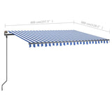 Manual Retractable Awning with Posts 4x3 m Blue and White