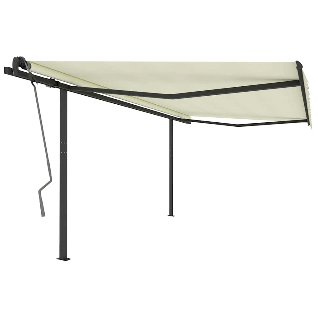 Manual Retractable Awning with Posts 4x3 m Cream