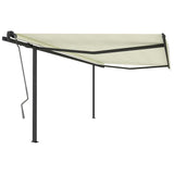 Manual Retractable Awning with Posts 4x3 m Cream