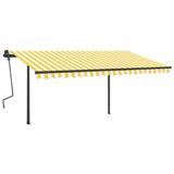 Manual Retractable Awning with Posts 4x3 m Yellow and White