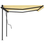 Manual Retractable Awning with Posts 4x3 m Yellow and White