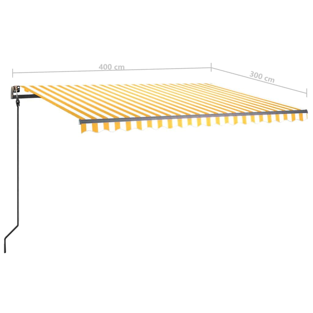 Manual Retractable Awning with Posts 4x3 m Yellow and White