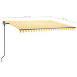 Manual Retractable Awning with Posts 4x3 m Yellow and White