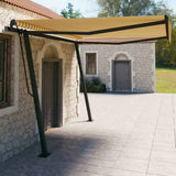 Manual Retractable Awning with Posts 4x3 m Yellow and White