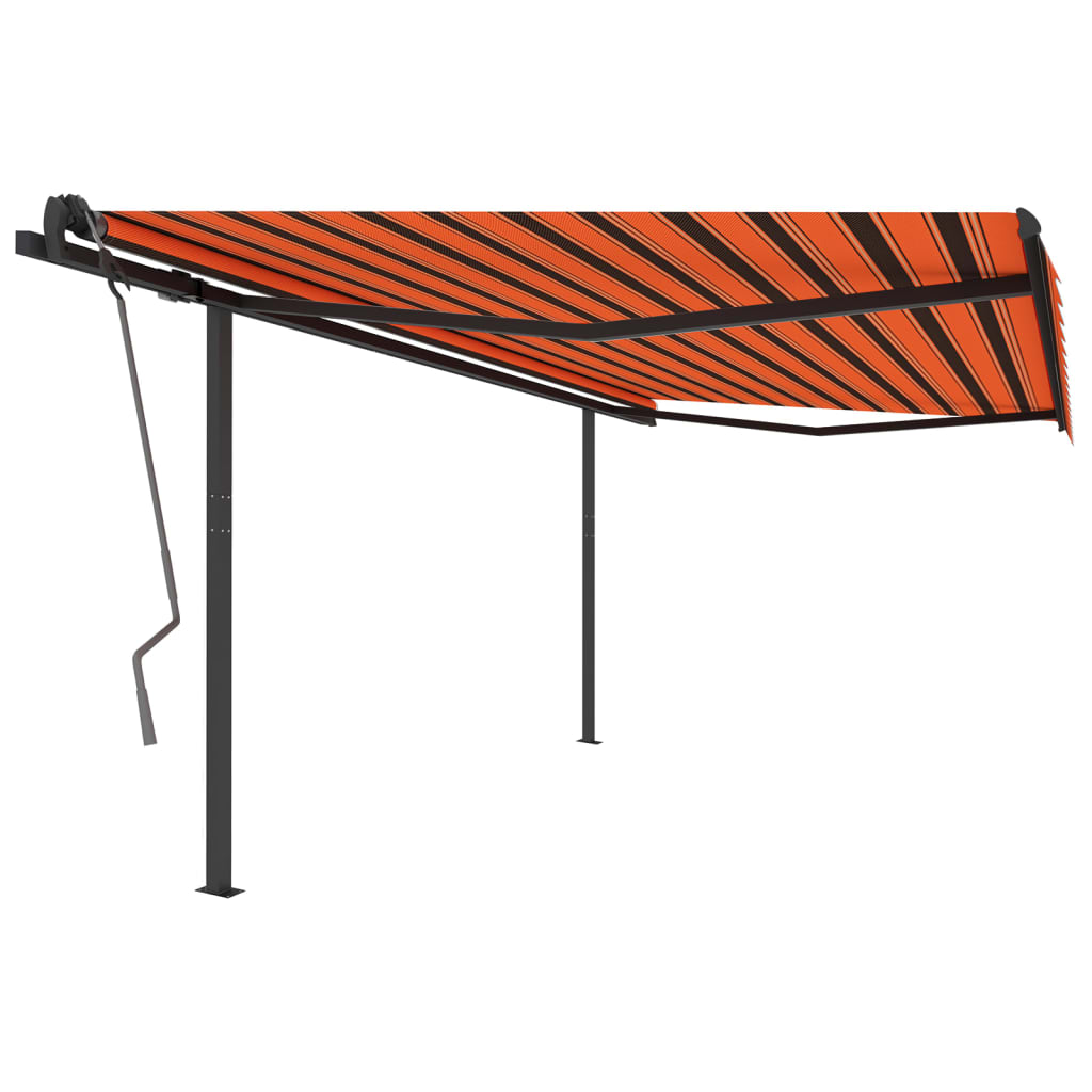 Manual Retractable Awning with Posts 4x3 m Orange and Brown