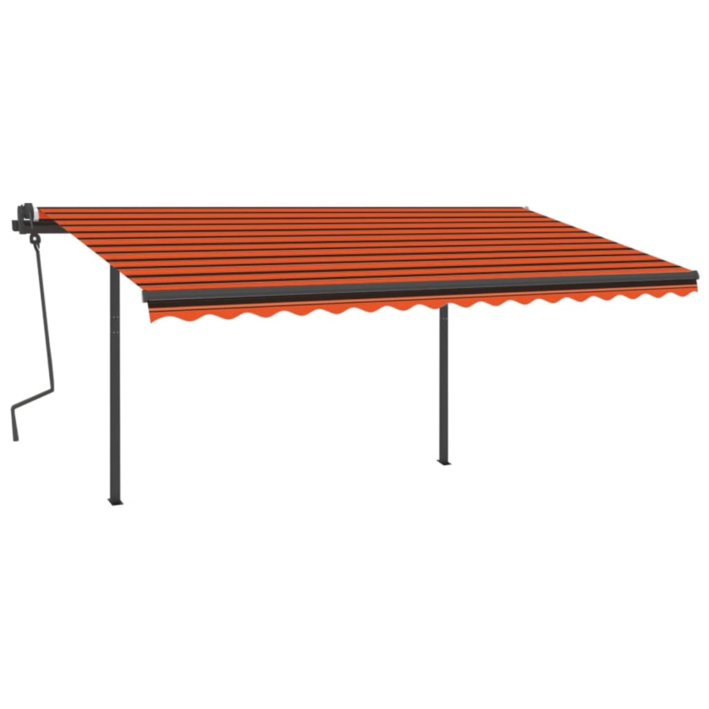 Manual Retractable Awning with Posts 4x3 m Orange and Brown