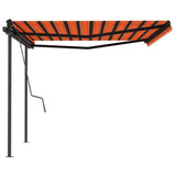 Manual Retractable Awning with Posts 4x3 m Orange and Brown