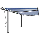 Manual Retractable Awning with LED 4x3 m Blue and White