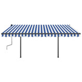 Manual Retractable Awning with LED 4x3 m Blue and White