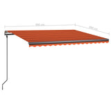 Manual Retractable Awning with LED 4x3 m Orange and Brown