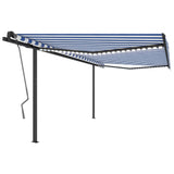 Manual Retractable Awning with LED 4.5x3 m Blue and White