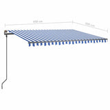 Manual Retractable Awning with LED 4.5x3 m Blue and White