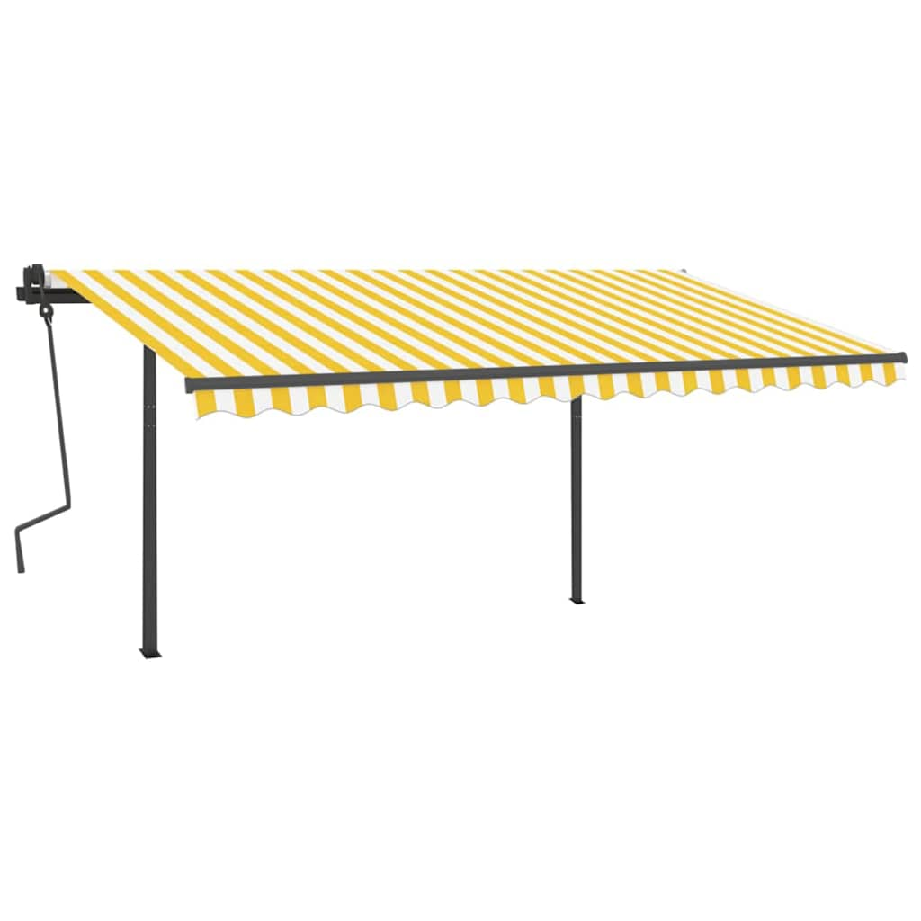 Manual Retractable Awning with LED 4.5x3 m Yellow and White