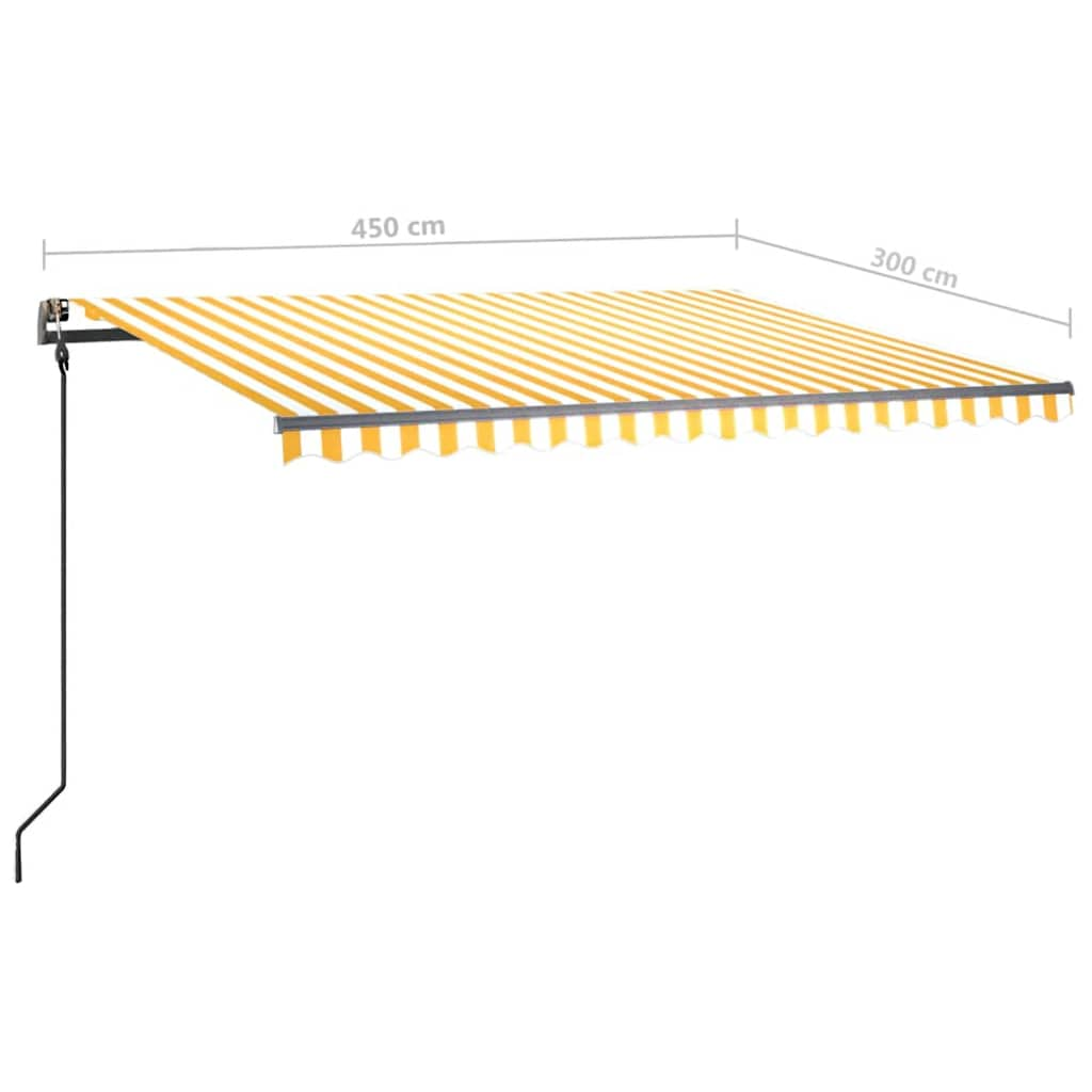 Manual Retractable Awning with LED 4.5x3 m Yellow and White