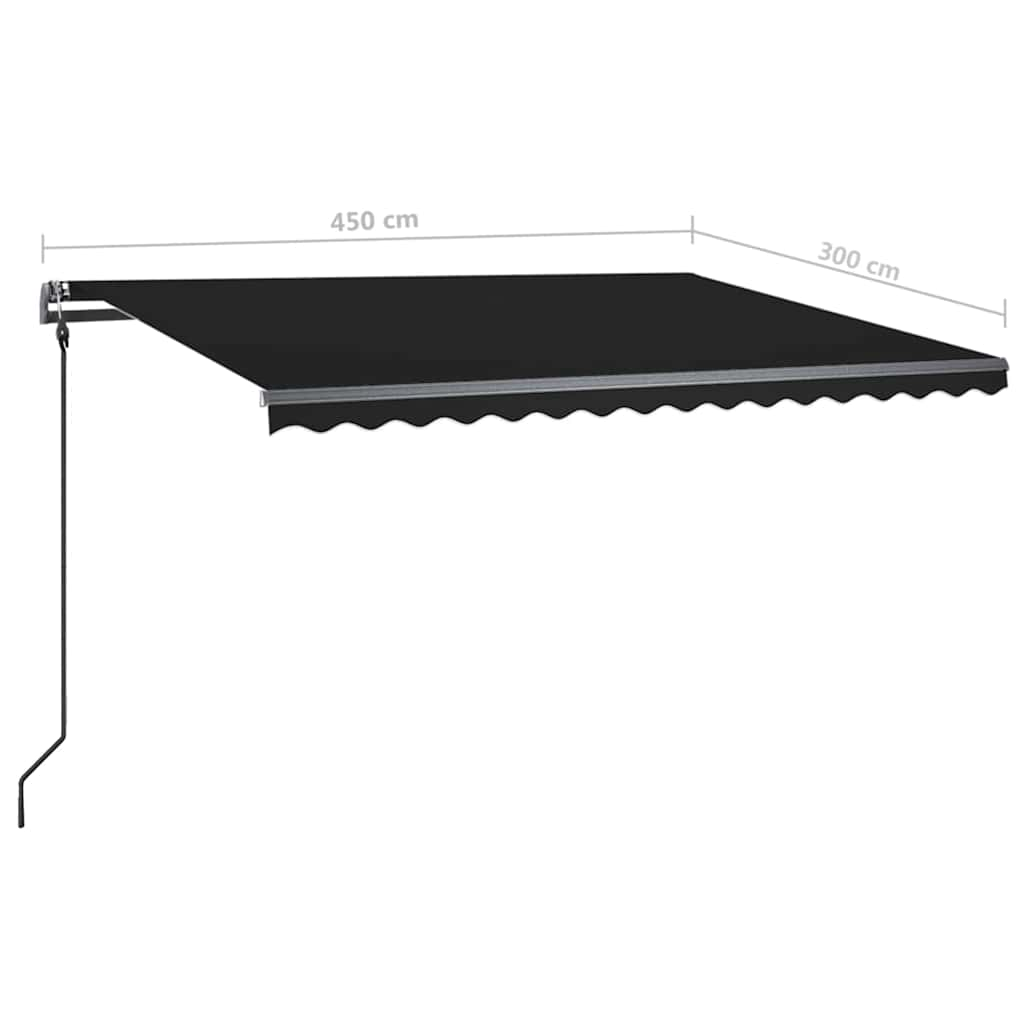 Manual Retractable Awning with LED 4.5x3 m Anthracite