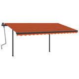 Manual Retractable Awning with LED 4.5x3 m Orange and Brown